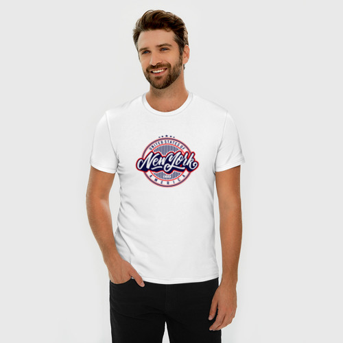 Мужская футболка хлопок Slim Нью Йорк, цвет белый - фото 3