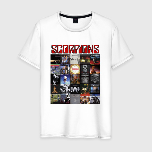 Мужская футболка из хлопка с принтом Scorpions, вид спереди №1