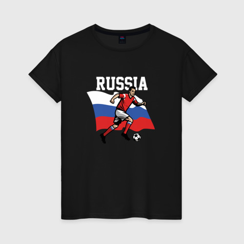 Женская футболка хлопок Футбол Россия, цвет черный