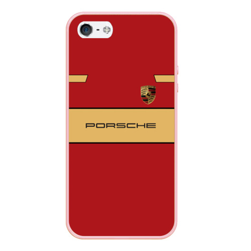 Чехол для iPhone 5/5S матовый Porsche, цвет светло-розовый