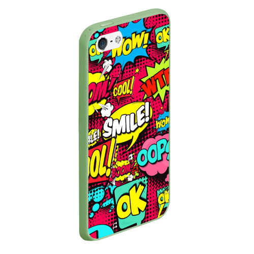 Чехол для iPhone 5/5S матовый Стиль pop-art, цвет салатовый - фото 3