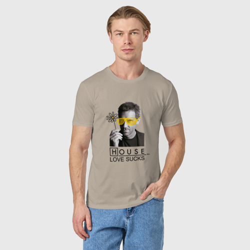 Мужская футболка хлопок Доктор Хаус, цвет миндальный - фото 3