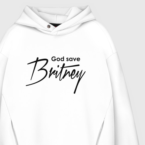 Мужское худи Oversize хлопок God save Britney, цвет белый - фото 4