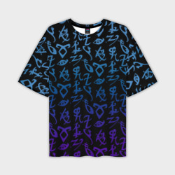 Мужская футболка oversize 3D Blue runes