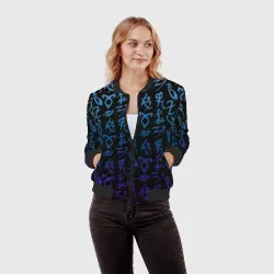 Женский бомбер 3D Blue runes - фото 2