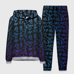 Мужской костюм с толстовкой 3D Blue runes