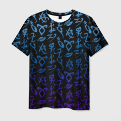 Мужская футболка 3D Blue runes