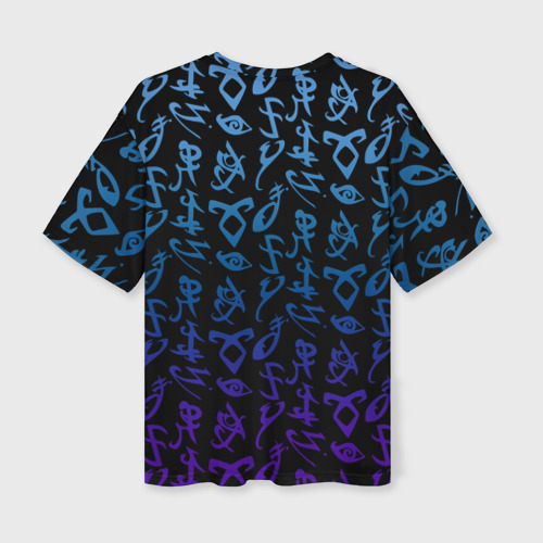Женская футболка oversize 3D Blue runes, цвет 3D печать - фото 2