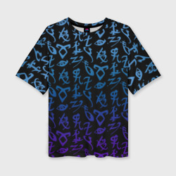 Женская футболка oversize 3D Blue runes