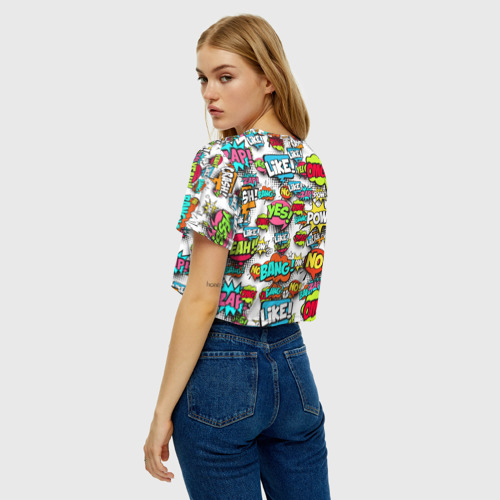 Женская футболка Crop-top 3D POP art fashion поп арт, цвет 3D печать - фото 5