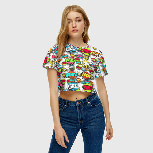 Женская футболка Crop-top 3D POP art fashion поп арт, цвет 3D печать - фото 4