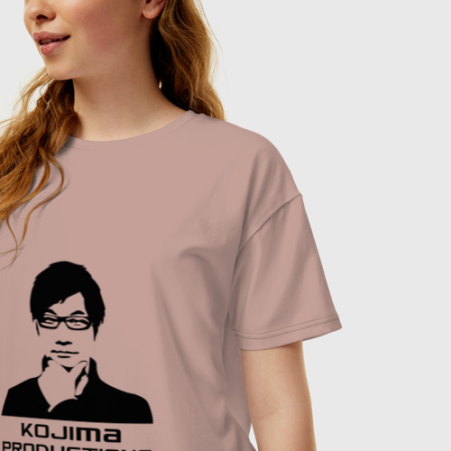 Женская футболка хлопок Oversize Kojima productions, цвет пыльно-розовый - фото 3