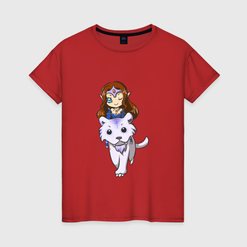 Женская футболка хлопок Chibi Mirana Leap, цвет красный