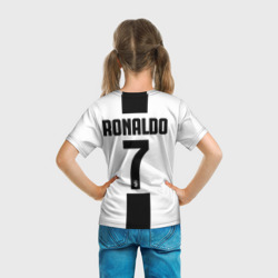 Футболка с принтом Роналду Ювентус для ребенка, вид на модели сзади №3. Цвет основы: белый