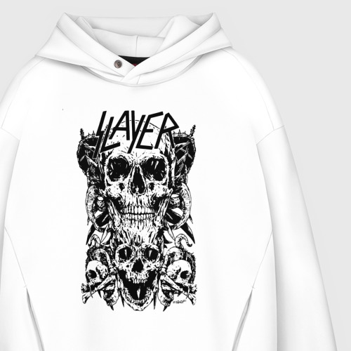 Мужское худи Oversize хлопок Slayer, цвет белый - фото 4