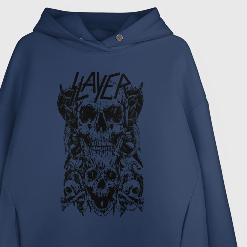 Женское худи Oversize хлопок Slayer, цвет темно-синий - фото 3