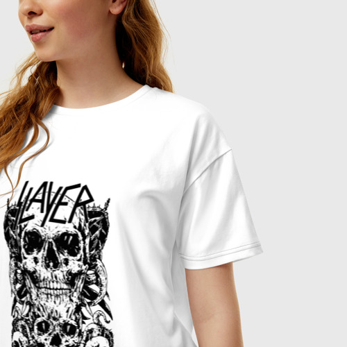 Женская футболка хлопок Oversize Slayer, цвет белый - фото 3