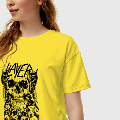 Женская футболка хлопок Oversize Slayer, цвет желтый - фото 3