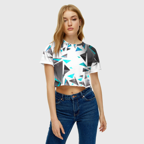 Женская футболка Crop-top 3D Triangle, цвет 3D печать - фото 3