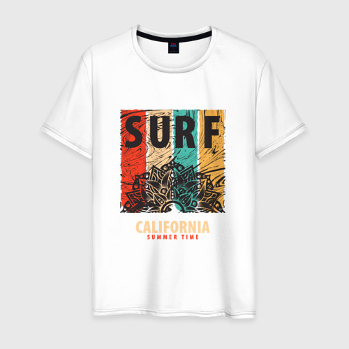 Мужская футболка из хлопка с принтом Surf, вид спереди №1
