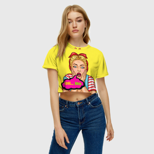 Женская футболка Crop-top 3D Oh...no, цвет 3D печать - фото 3