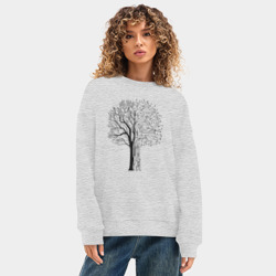 Женский свитшот oversize без начеса хлопок Digital tree - фото 2