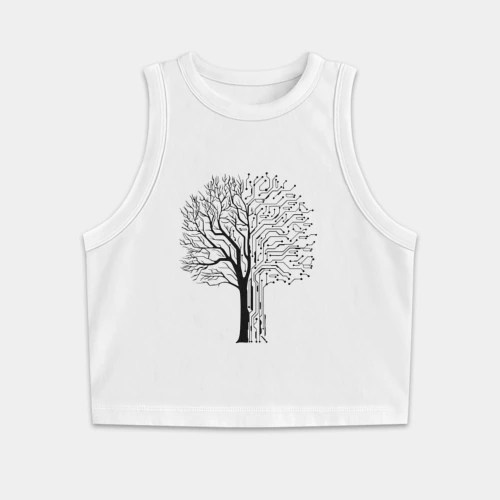 Женская укороченная майка-топ хлопок Digital tree