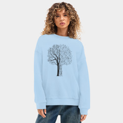 Женский свитшот oversize без начеса хлопок Digital tree - фото 2