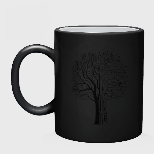 Кружка хамелеон Digital tree, цвет белый + черный - фото 3