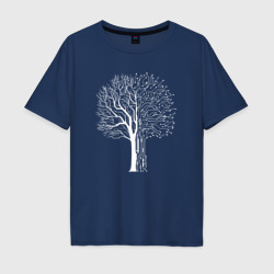 Мужская футболка хлопок Oversize Дерево Киберпанк
