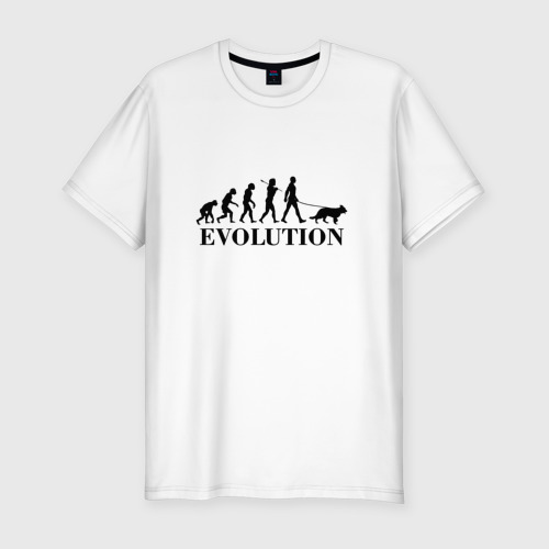 Мужская приталенная футболка из хлопка с принтом Evolution, вид спереди №1