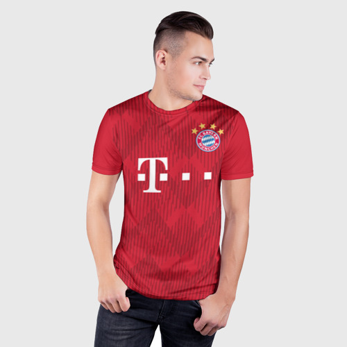 Мужская футболка 3D Slim Bayern home 18-19, цвет 3D печать - фото 3