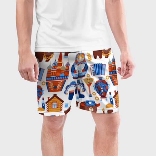 Мужские шорты спортивные Традиционный поп арт, цвет 3D печать - фото 3