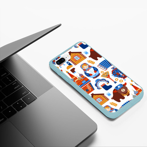 Чехол для iPhone 7Plus/8 Plus матовый Традиционный поп арт, цвет мятный - фото 5