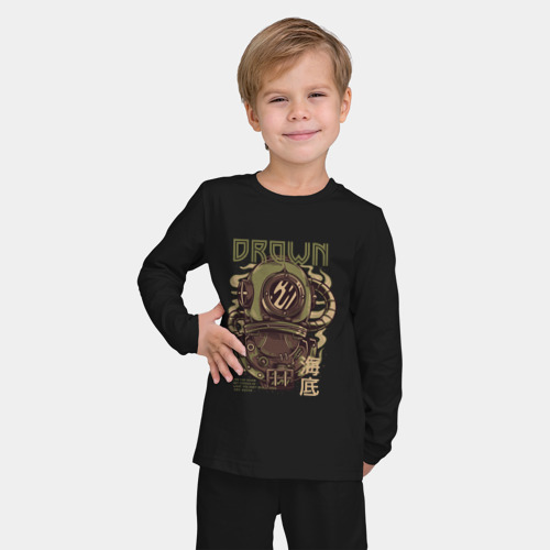 Детская пижама с лонгсливом хлопок Drown, цвет черный - фото 3