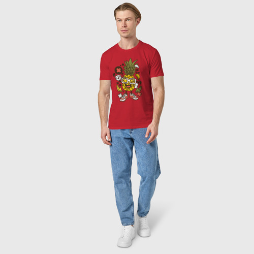 Мужская футболка хлопок Ананас, цвет красный - фото 5