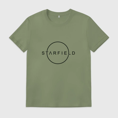 Мужская футболка хлопок с принтом Starfield  лого черный, вид спереди #2