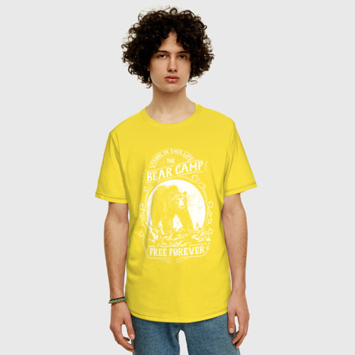 Мужская футболка хлопок Oversize Медведь, цвет желтый - фото 3