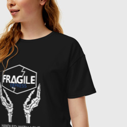 Женская футболка хлопок Oversize Fragile express - фото 2