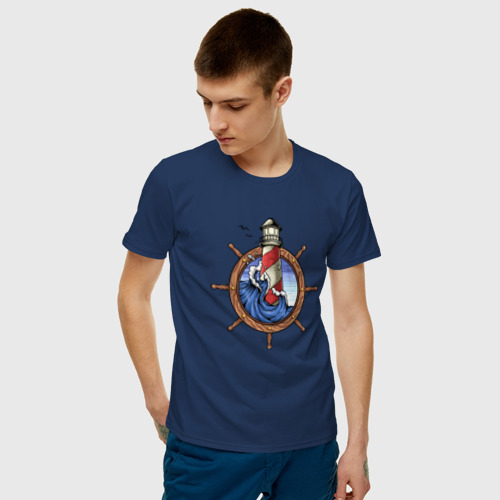 Мужская футболка хлопок Маяк, цвет темно-синий - фото 3