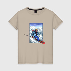 Женская футболка хлопок Лыжный Спорт