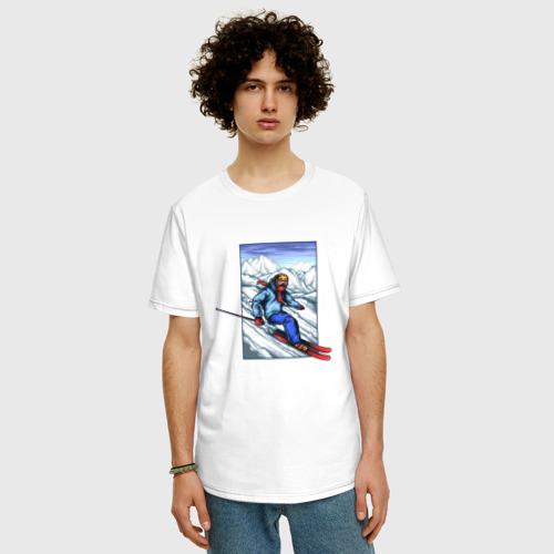 Мужская футболка хлопок Oversize с принтом Лыжный Спорт, фото на моделе #1