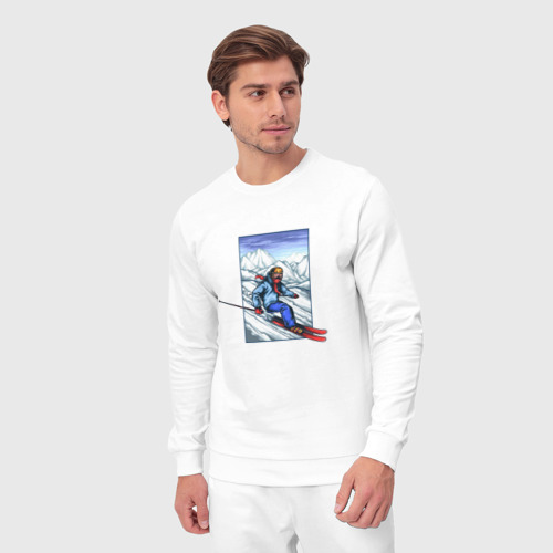 Мужской костюм хлопок Лыжный Спорт, цвет белый - фото 5