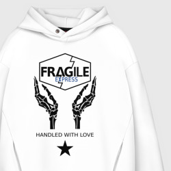 Худи с принтом Fragile express Death Stranding для мужчины, вид на модели спереди №3. Цвет основы: белый