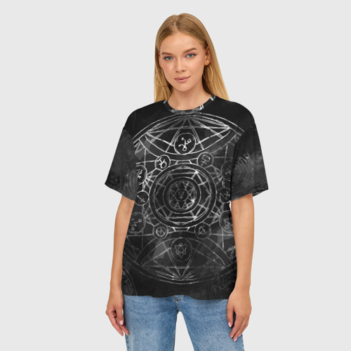 Женская футболка oversize 3D Black Alchemy, цвет 3D печать - фото 3