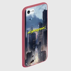 Чехол для iPhone 5/5S матовый Cyberpunk 2077 city - фото 2