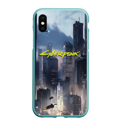 Чехол для iPhone XS Max матовый Cyberpunk 2077 city