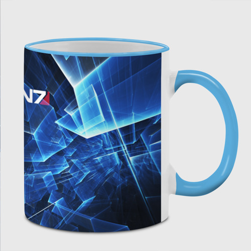Кружка с полной запечаткой Mass Effect N7 Масс эффект Н7, цвет Кант небесно-голубой