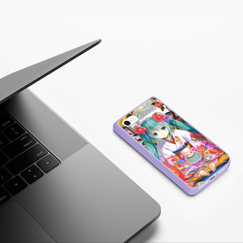 Чехол для iPhone 5/5S матовый Окно Mika Hatsune, цвет светло-сиреневый - фото 5