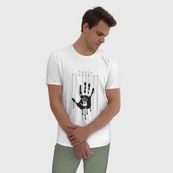 Мужская пижама с белой футболкой хлопок Death Stranding DS руки - фото 2